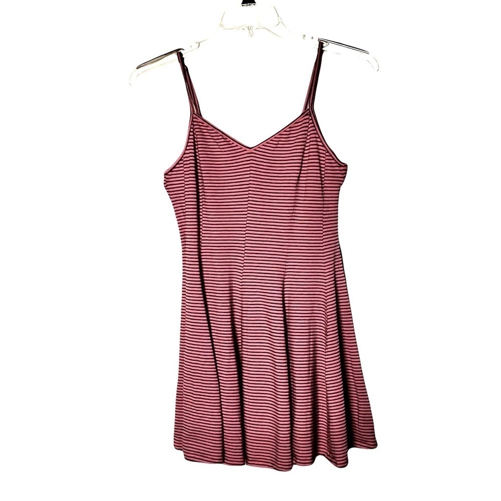 American Eagle | Pink Striped Cotton Fit And Flare Mini Dress, Medium